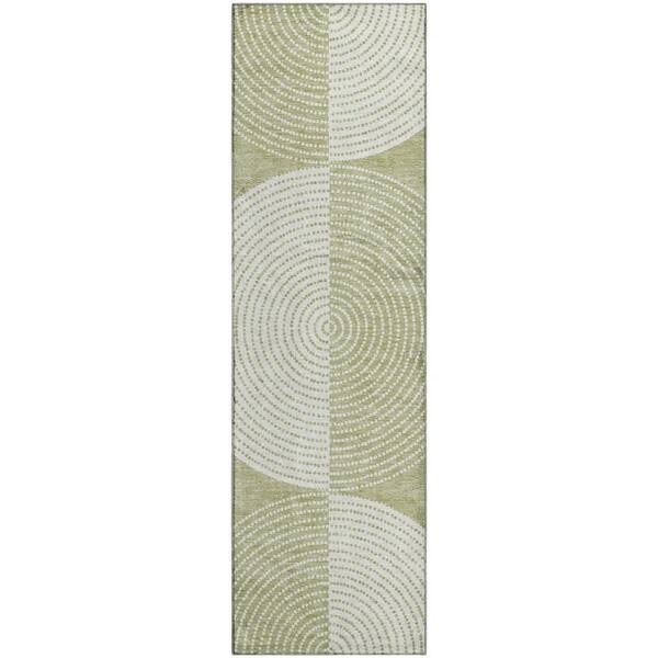 Mayfield Premium Machine Washable Abstract AMF2275 Aloe 2 ft. x 7 ft. Runner Rug