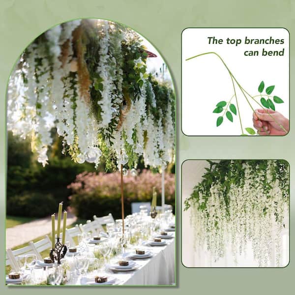 Afoxsos 4.33 in. H White Artificial Wisteria Hanging Flowers for Indoor Outdoor Decor