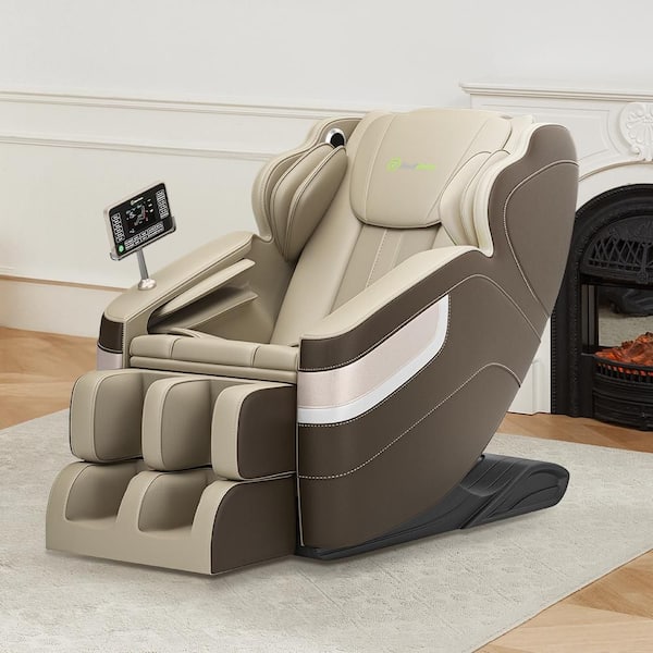 Favor-BS04 Brown color heated Full Body Massage Chair with faux leather and zero gravity mode and Bluetooth music player
