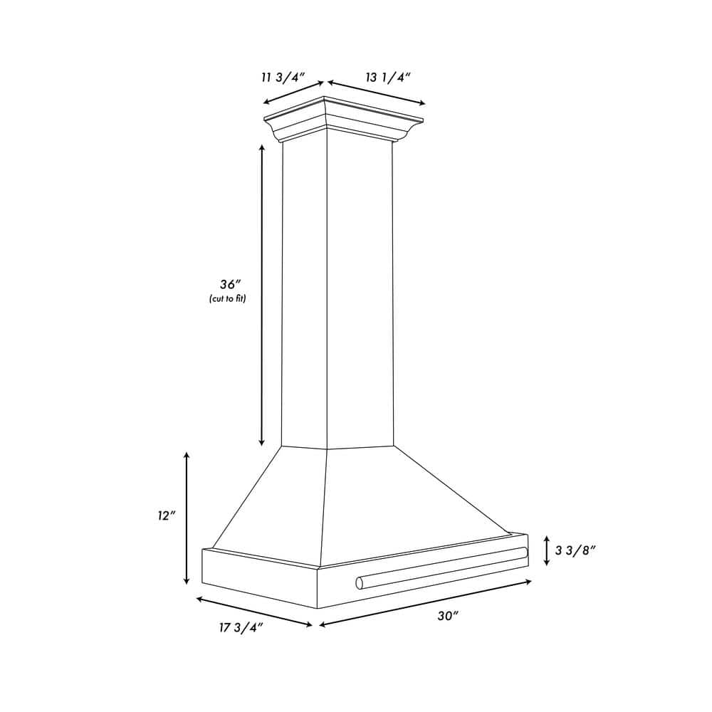 30'' Black Stainless Steel Wall Mount Range Hood with Gold Handle