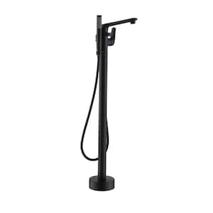 Single-Handle Freestanding Tub Faucet with Handheld Shower in Matte Black