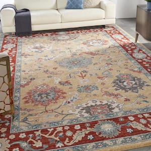 Parisa Gold Brick 9 ft. x 12 ft. Bordered Traditional Area Rug