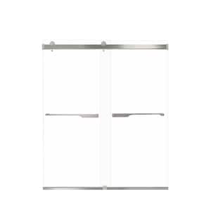 Brianna 60 in. W x 70 in. H Sliding Frameless Shower Door in Brushed Stainless with Clear Glass