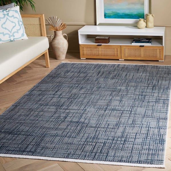 Mila 8 ft. x 10 ft. Blue/Gray Abstract Lattice Area Rug