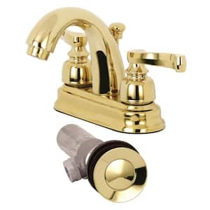 4 in. Centerset 2-Handle Bathroom Faucet with Brass Pop-Up in Polished Brass
