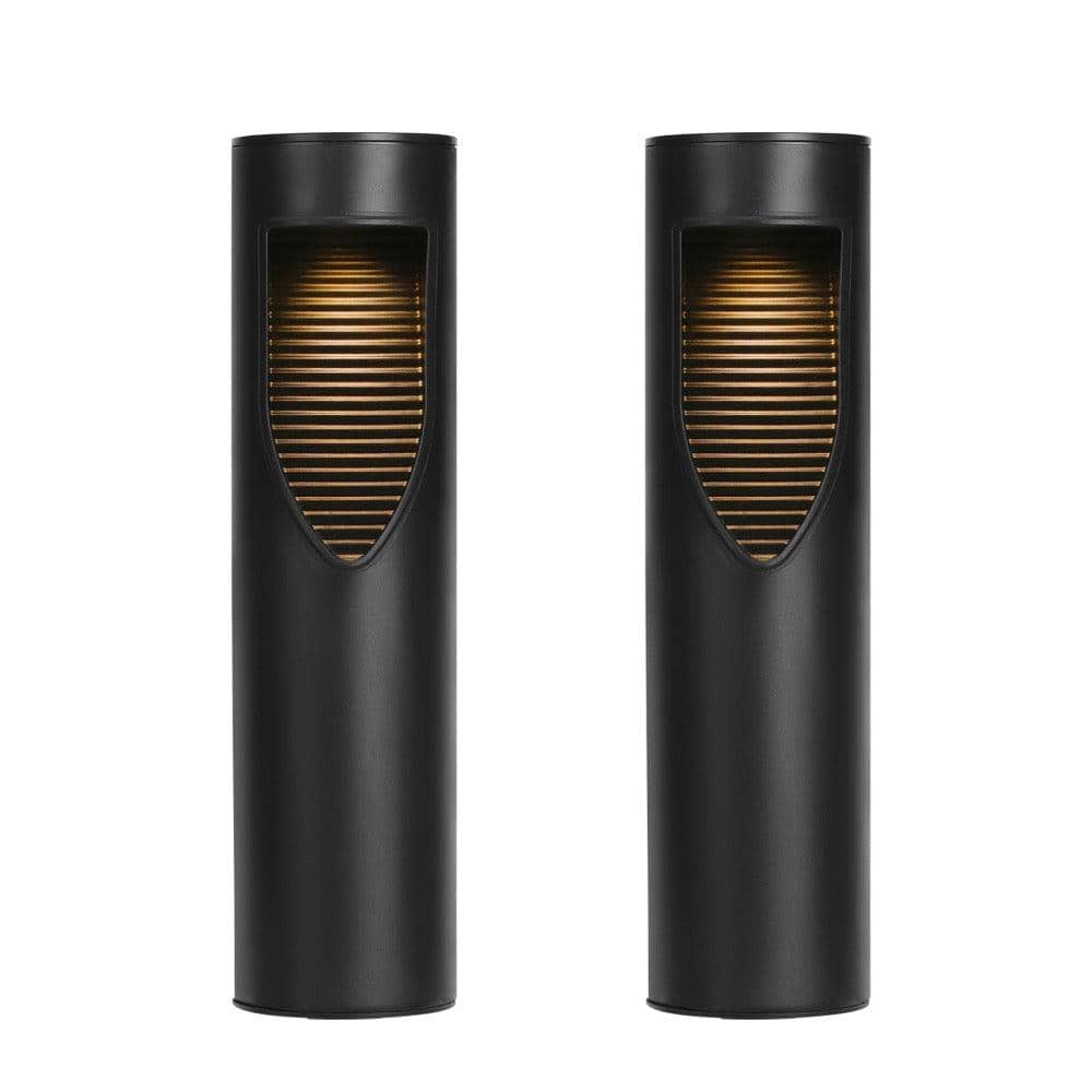 12.2" Black Solar LED Pathway Lights with Yellow Shade