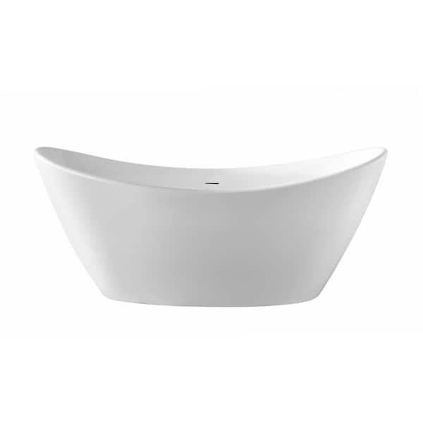 A&E Jodie 59 in. Acrylic Flatbottom Bathtub in White