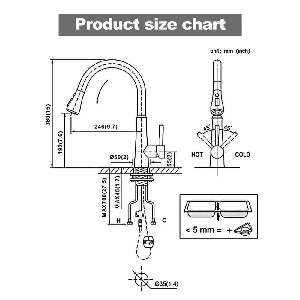 Brushed Nickel Stainless Steel High Arc Kitchen Faucet with Pull Down Sprayer