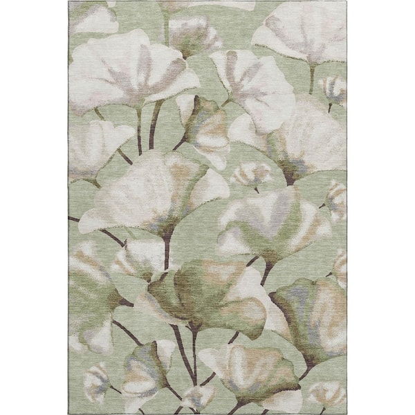Mayfield Premium Machine Washable Abstract AMF2405 Celery 9 ft. x 12 ft. Area Rug