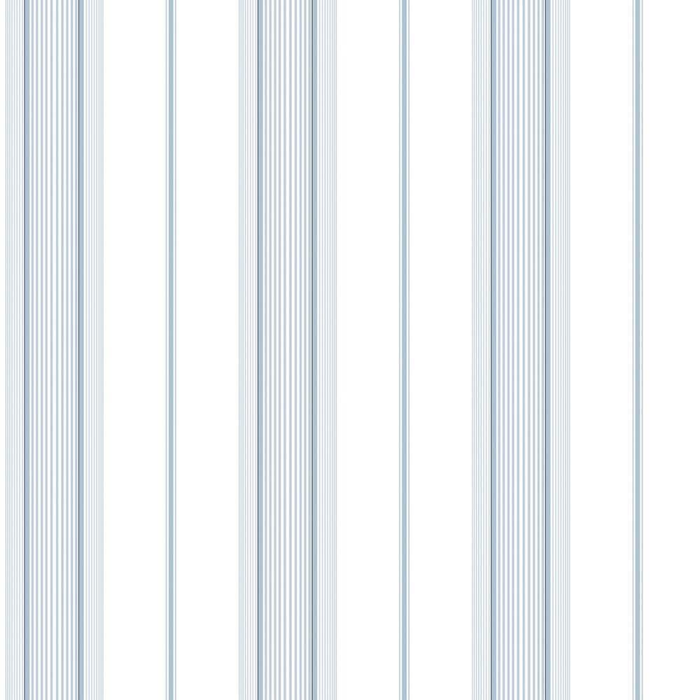 Smart Stripes 3 Blue/White Slim Stripe Vinyl on Non-Woven Non-Pasted Wallpa