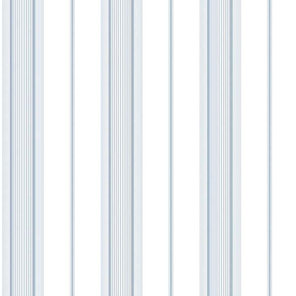 Unbranded Smart Stripes 3 Blue/White Slim Stripe Vinyl on Non-Woven Non-Pasted Wallpaper Sample