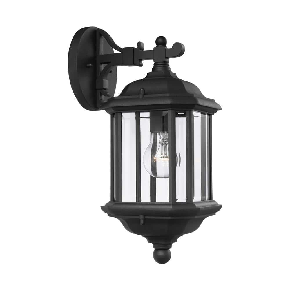 Kent Black Bronze Outdoor Wall Lantern with Clear Glass