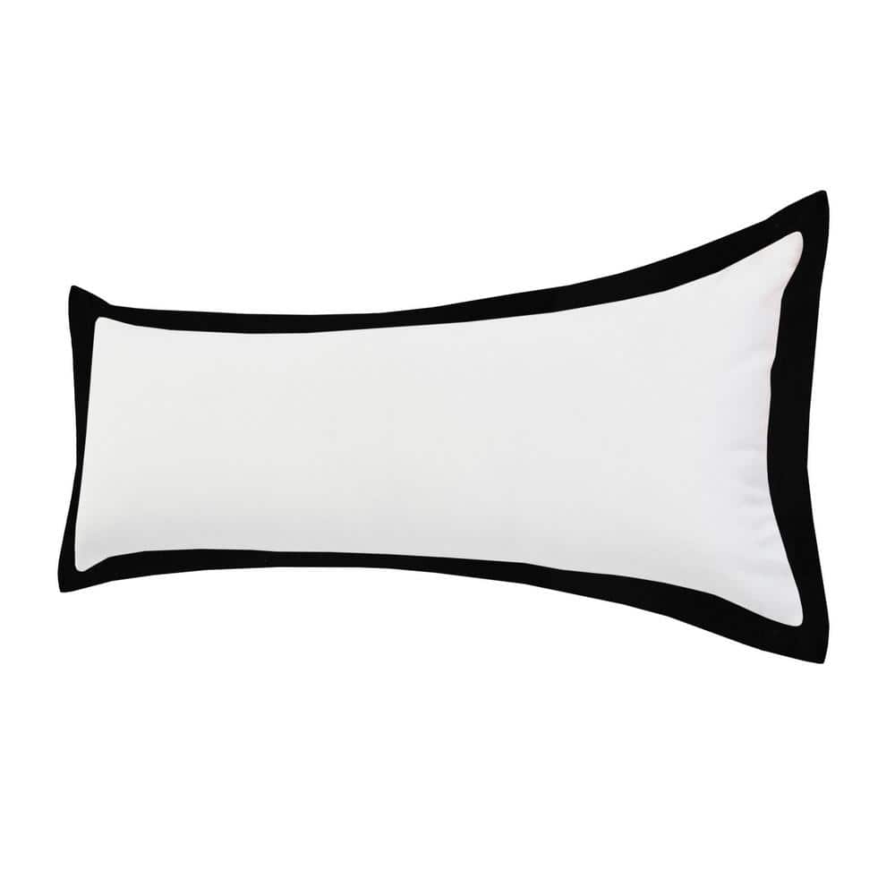 Elegant Empire Bordered Lumbar Pillow, White & Black, 14" x 36"