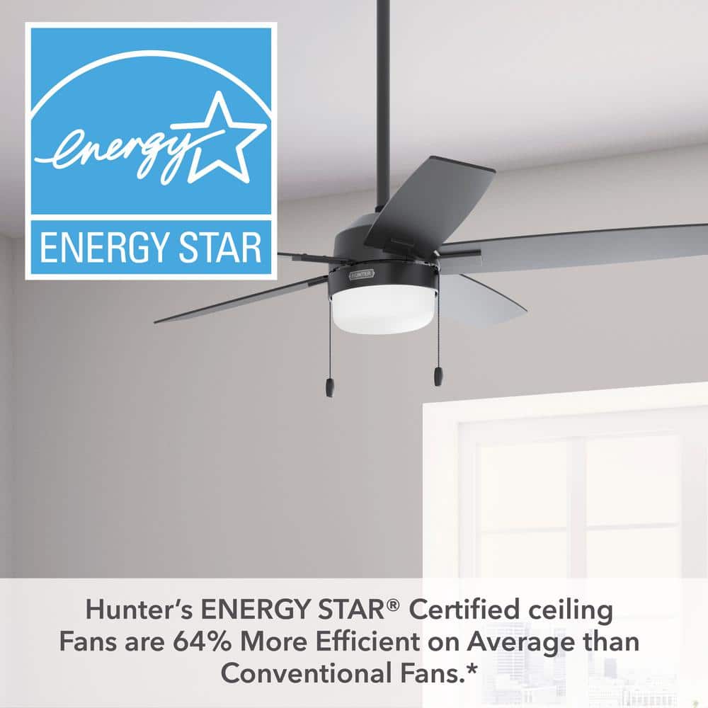 52" Matte Black and Gray 5-Blade Ceiling Fan with LED Light Kit
