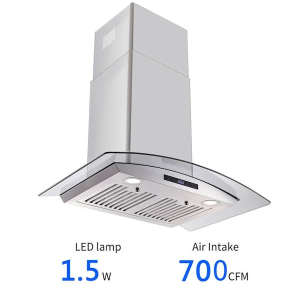 30 in. 700 CFM Wall Mounted Range Hood in Silver with Touch Controls, LED Lighting