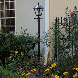 Baytown II Bulb Black Outdoor Solar Lamp Post Light, Weather Resistant Dusk to Dawn LED with EZ-Anchor and Post Included