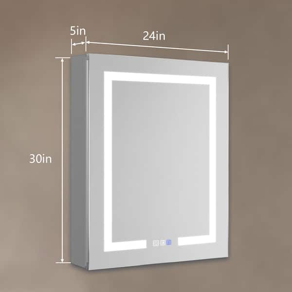 PARIS MIRROR Harmony Cabinet 72-in x 30-in Lighted LED Surface Mount 3000K Mirrored Soft Close Medicine Cabinet