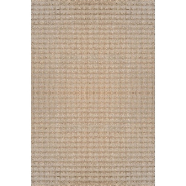 CloudSoft Beige 8 ft. x 10 ft. Non Slip Rubber Back Polyester Solid Indoor Area Rug