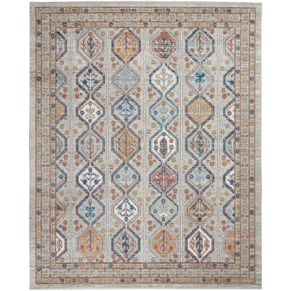 Nourison Concerto Grey/Multi 7 ft. x 10 ft. Border Contemporary Area Rug