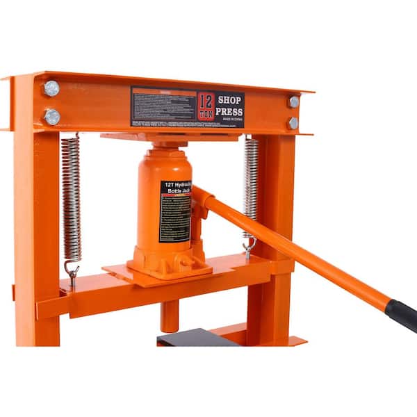 12 Ton Hydraulic Shop Press - H-Frame Garage Press With Plates For Bearings & Ball Joints, Blue - View #7