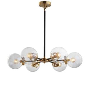 Caleb 6-Light Black and Brass Cluster Pendant Light with Clear Glass Shades