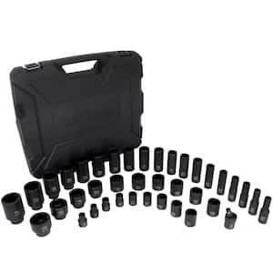 1/2 in. Dr. SAE 6-Point Standard and Deep Impact Socket Set - (39 Pieces)
