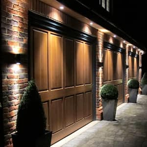 19-Watt Integrated LED Bronze Up and Down Light Security Cylinder Outdoor Wall Pack Light 5000K 4-Pack