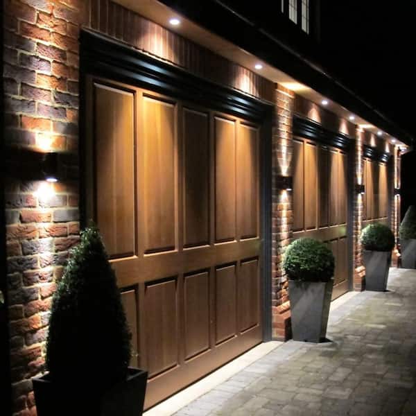 19-Watt Integrated LED Bronze Up and Down Light Security Cylinder Outdoor Wall Pack Light 5000K 4-Pack