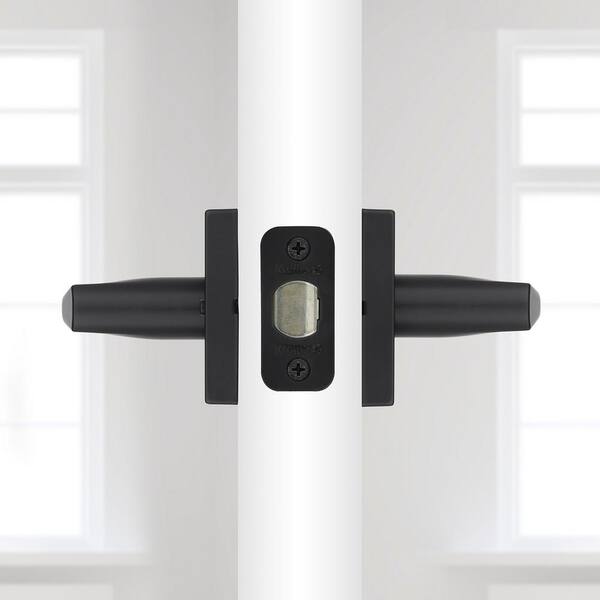 Kwikset Lisbon Square Matte Black Privacy Bed/Bath Door Handle