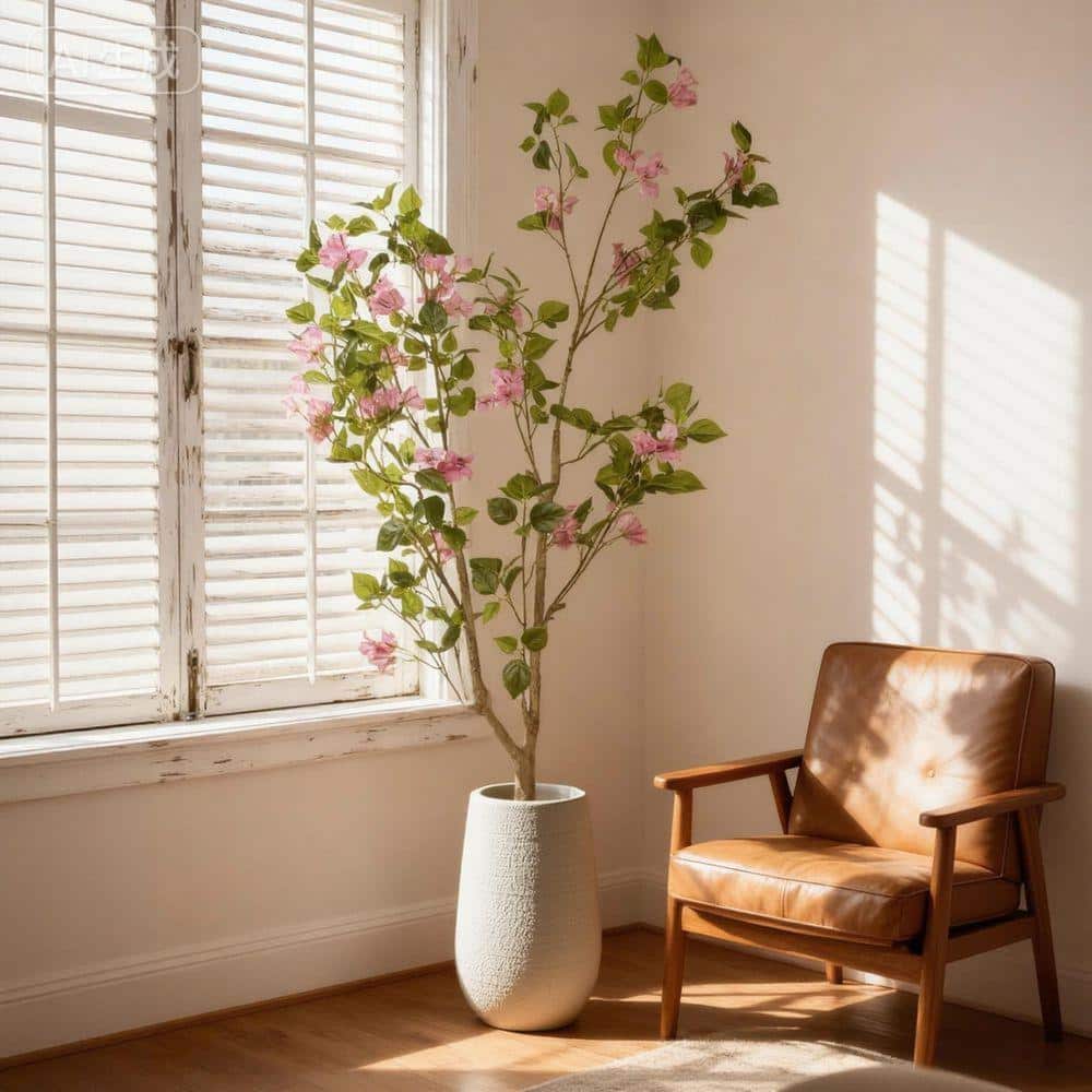 False Tree 5 ft. Artificial Tree Fake Tree with Black Plastic Pot, Realistic Fake ...