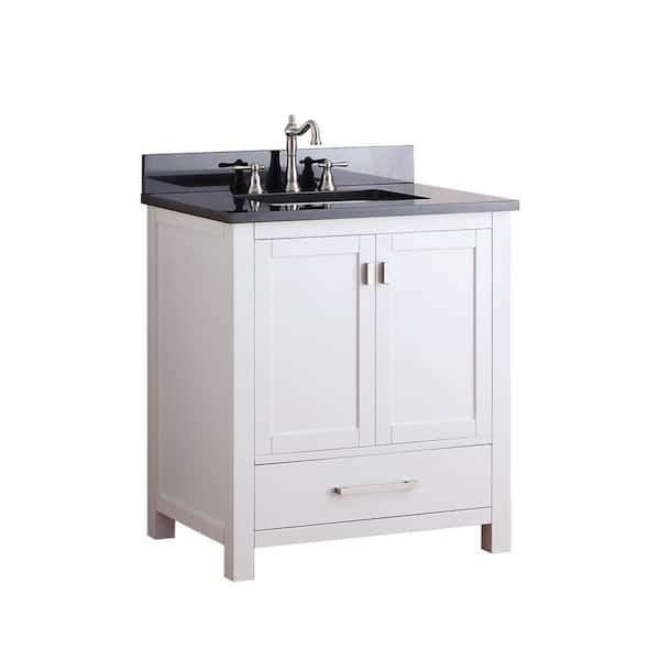 Avanity Modero 31 in. W x 22 in. D x 35 in. H Vanity in White with Granite Vanity Top in Black and White Basin