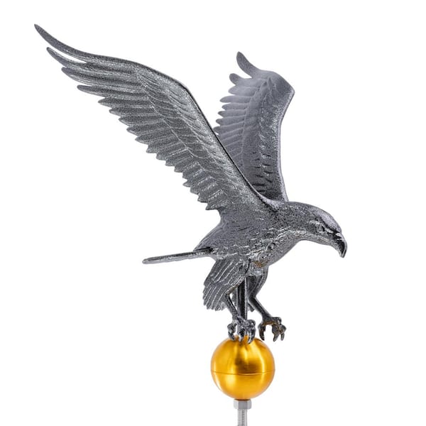 Montague Metal Products 18" Aluminum Flagpole Eagle - Swedish Iron with Gold Globe