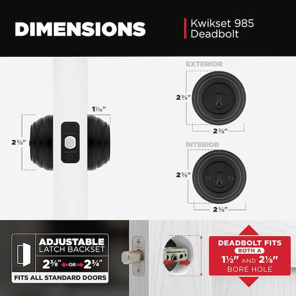 ラスト1新色◎完売再製作◎H.P PIVOT◎10.1インチ Kwikset 980 Series Matte Black Double Cylinder Door Deadbolt
