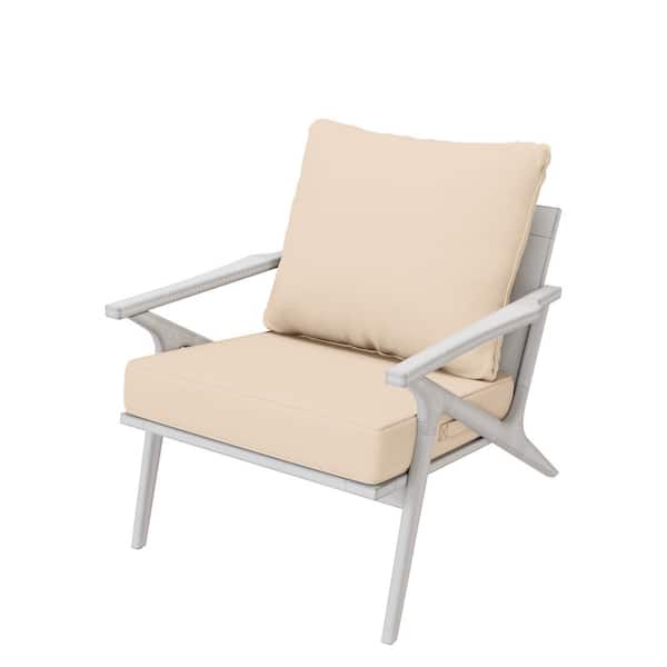 24 in. x 24 in. x 4 in. Square Outdoor Deep Seating Cushion Set Seat and Back Cushion for Lounge Chair Beige