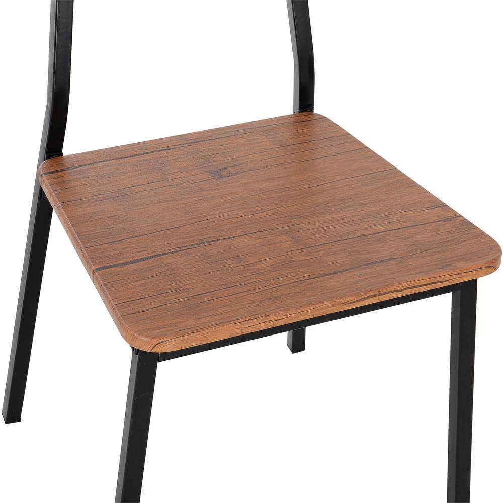 Industrial 5-Piece Dining Set with Dark Walnut MDF and Steel