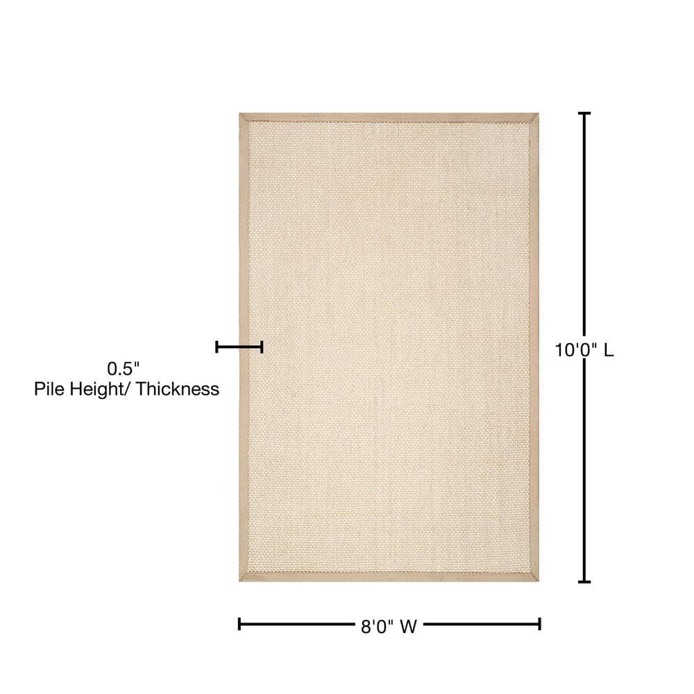 Chino Tan Sisal and Cotton Non-slip Rectangular Area Rug 8' x 10'