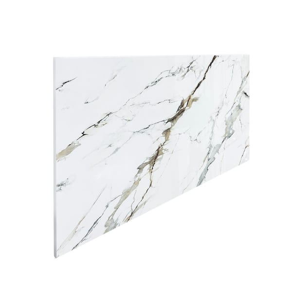 Falkirk Irvine II, 1/8 in. x 2 ft. x 4 ft. Gray Glossy PVC Decorative Wall Paneling, Faux Marble, 4-Pack