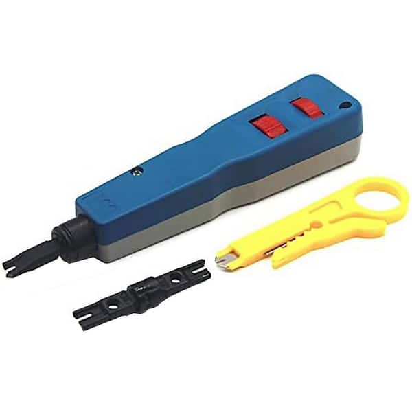 2-Piece Impact Tool Set Cat6 Cat5e Network Cable 110 BK Terminal Insertion Tool with Extra Wire Stripper