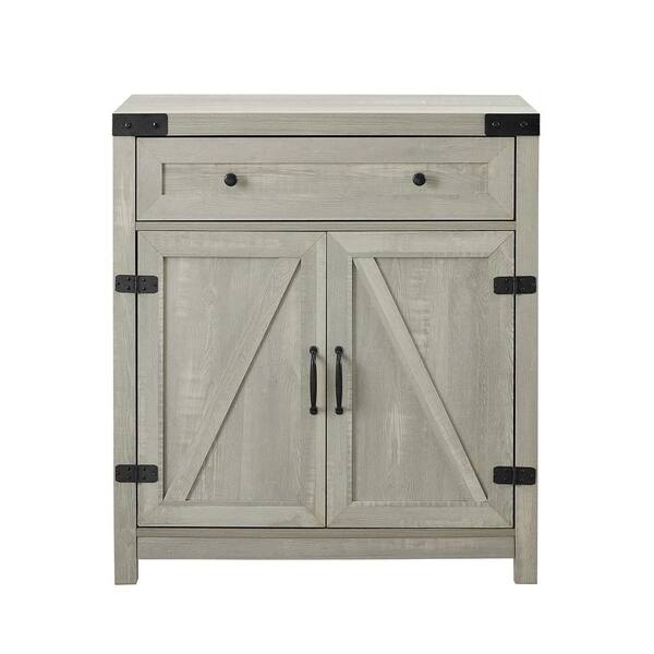 Welwick Designs Barnwood Collection 30 in. Stone Grey Accent Cabinet with Barn Doors HD8542