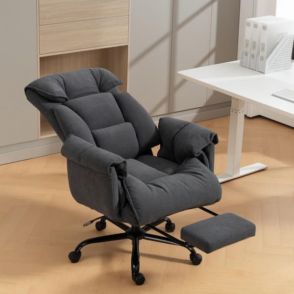 Executive Polyester Reclining Swivel High Back Ergonomic Office Chair in Dark Gray with Adjustable Height