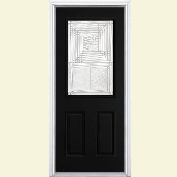 Masonite Rochelle Half Lite Painted Smooth Fiberglass Prehung Front Door with Brickmold-DISCONTINUED
