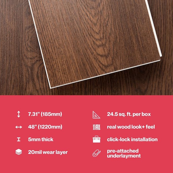 Lucida USA Gluecore Ombre Brown 22-mil x 7-3/32-in W x 48-in L Waterproof Glue Down Luxury Vinyl Plank Flooring (40-sq ft/ Carton)