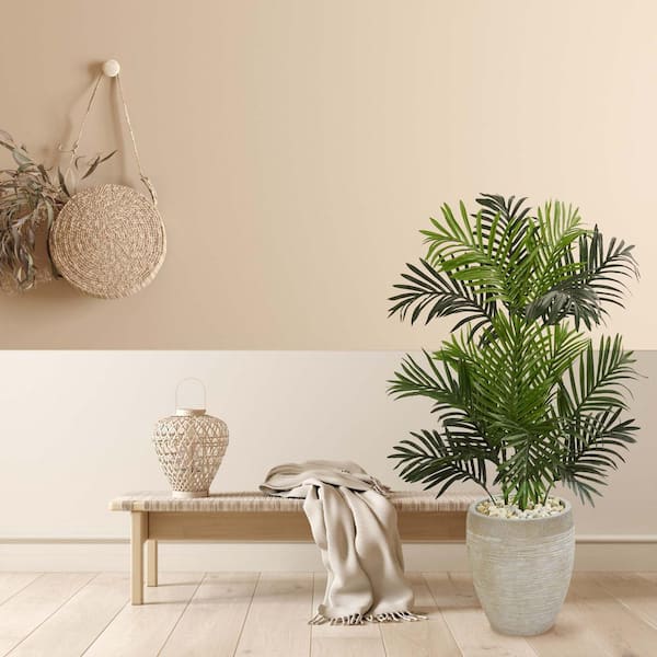 Nearly Natural Indoor 3.5 ft. Artificial Paradise Palm Tree in Sand ...