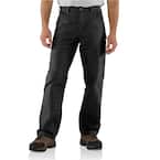Men's 34 in. x 34 in. Black Cotton Canvas Work Dungaree Pant