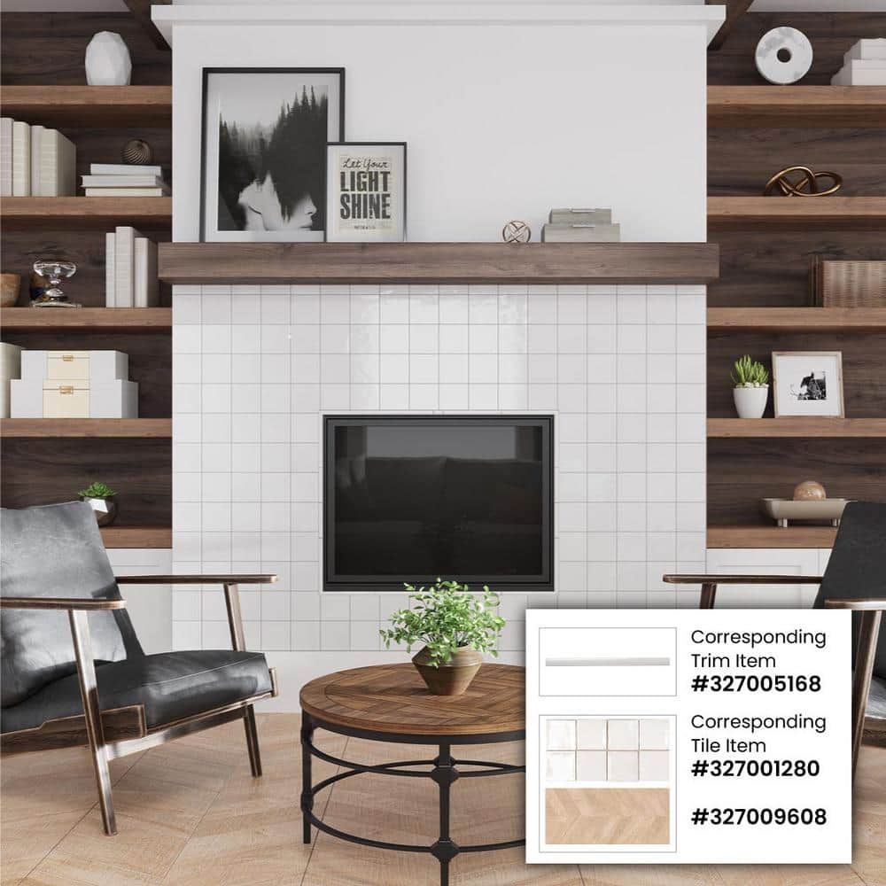 Silken 3.94 in. x 3.94 in. Glossy White Ceramic Square Wall and Floor Tile (6.46 sq. ft./case) (60-pack)