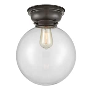 Aditi Beacon 10 in. 1-Light Oil Rubbed Bronze Flush Mount with Clear Glass Shade