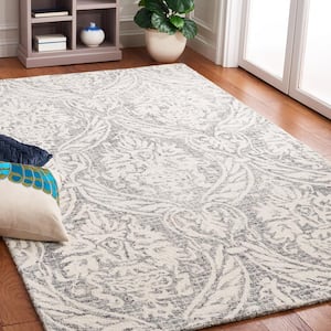 Abstract Ivory/Gray 4 ft. x 6 ft. Damask Area Rug