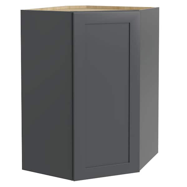 Home Decorators Collection Newport 23 in. W x 15 in. D x 36 in. H Assembled Plywood Diagonal Wall Kitchen Cabinet in Deep Onyx with Soft Close