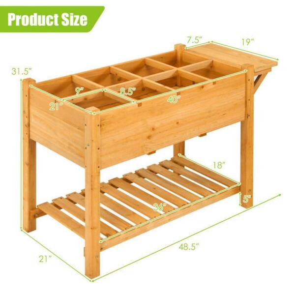 Roswell Raised Garden Bed Kit with 9 Growing Grid, Wooden Ground Planter  Box for Plants & Herbs