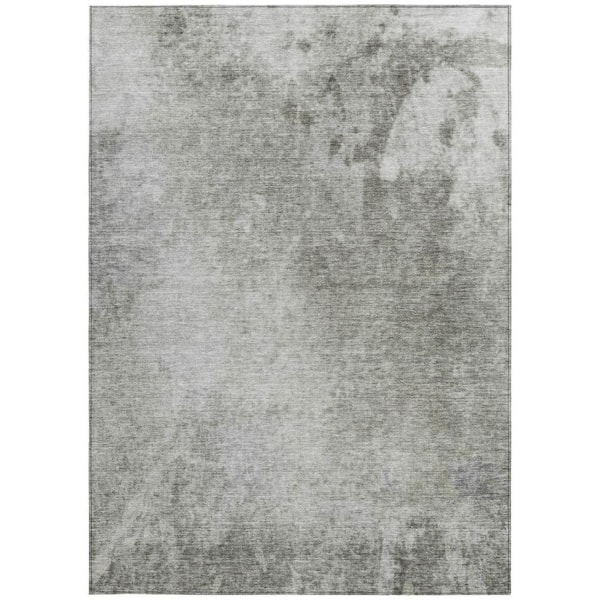 Gray 10 ft. x 14 ft. Woven Abstract Polyester Rectangle Indoor / Outdoor Area Rug